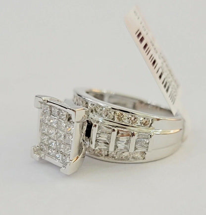 14k white Gold Natural Diamond Ladies Ring 1CT Diamond Real Women's Ring Band - Reva Jeweler