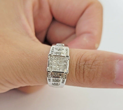 14k white Gold Natural Diamond Ladies Ring 1CT Diamond Real Women's Ring Band - Reva Jeweler