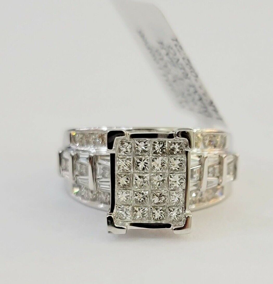 14k white Gold Natural Diamond Ladies Ring 2CT Diamond Real Women Ring Band REAL - Reva Jeweler