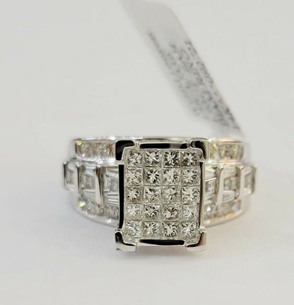 14k white Gold Natural Diamond Ladies Ring 2CT Diamond Real Women Ring Band REAL - Reva Jeweler