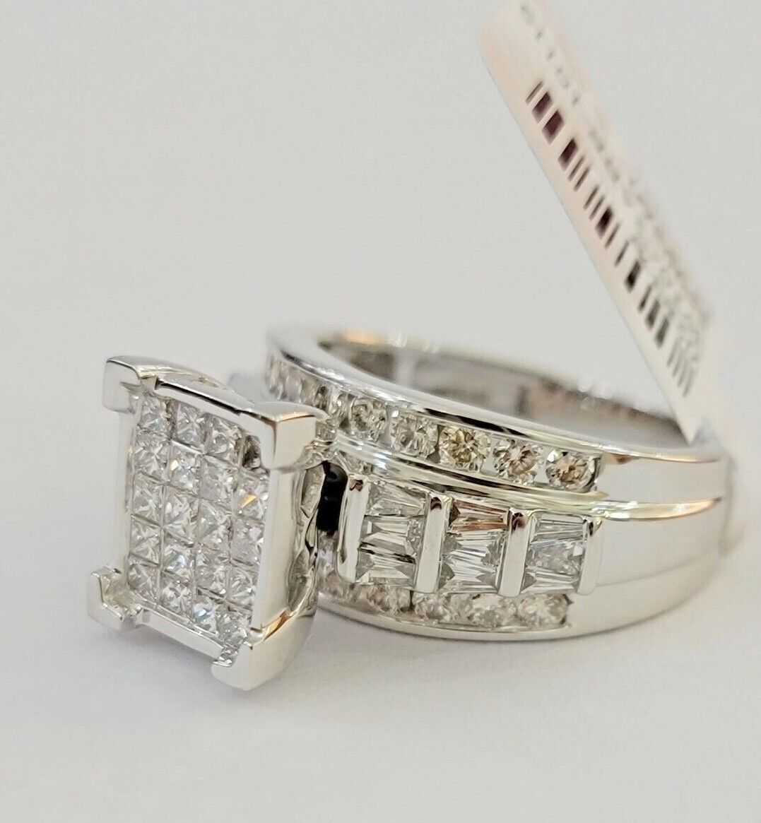 14k white Gold Natural Diamond Ladies Ring 2CT Diamond Real Women Ring Band REAL - Reva Jeweler