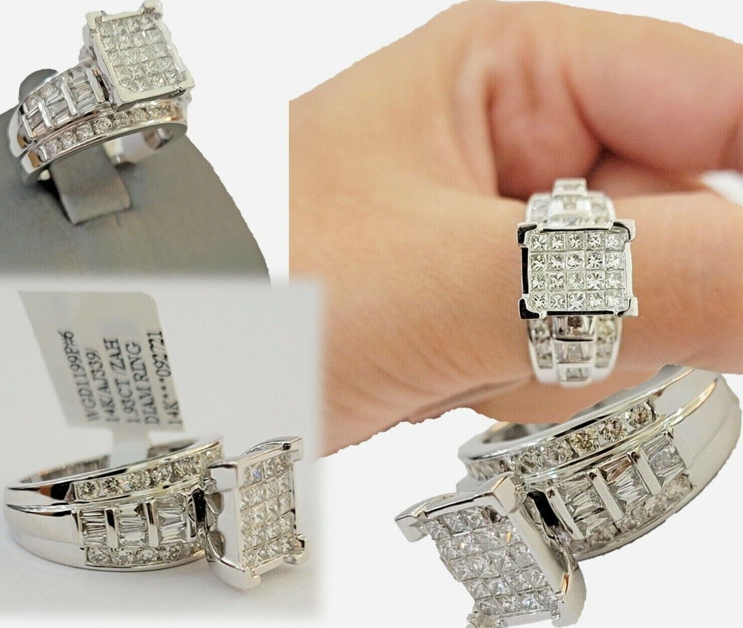14k white Gold Natural Diamond Ladies Ring 2CT Diamond Real Women Ring Band REAL - Reva Jeweler