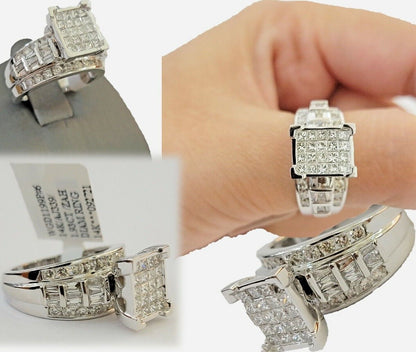14k white Gold Natural Diamond Ladies Ring 2CT Diamond Real Women Ring Band REAL - Reva Jeweler