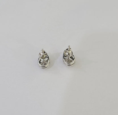 14k White gold Pear Earrings Diamond screw - back Lab Created Women Men Studs - Reva Jeweler