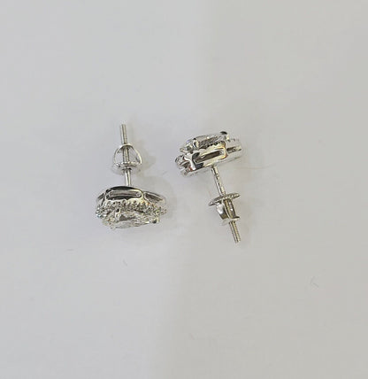 14k White gold Pear Earrings Diamond screw - back Lab Created Women Men Studs - Reva Jeweler