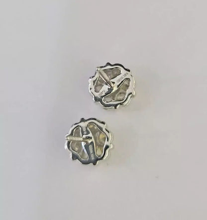 14k White Gold Stud Earring Real Solitaire Diamonds Screw - Back Women Men - Reva Jeweler