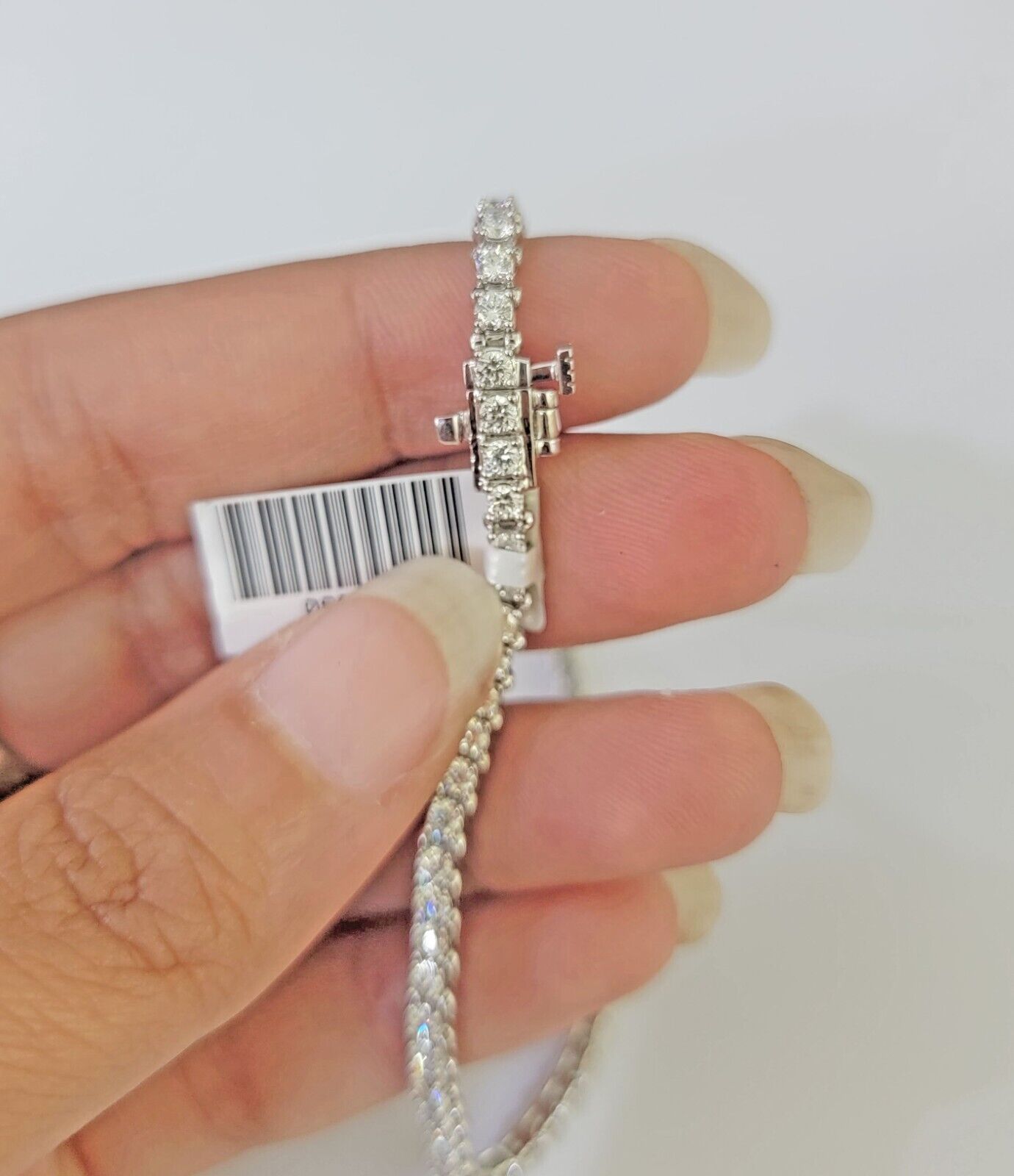 14k White Gold Tennis Bracelet Lab Created Diamond 2.99Ct Box Clasp Real Women - Reva Jeweler