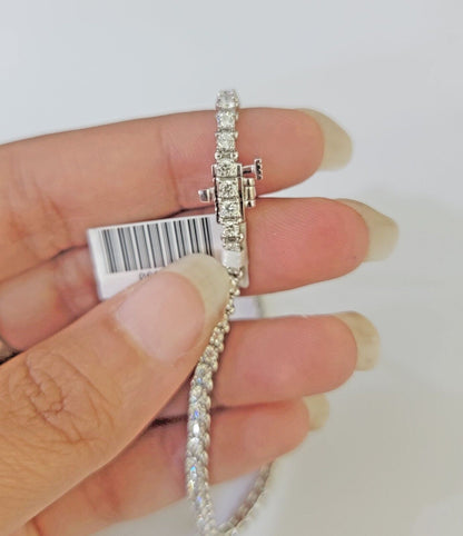 14k White Gold Tennis Bracelet Lab Created Diamond 2.99Ct Box Clasp Real Women - Reva Jeweler