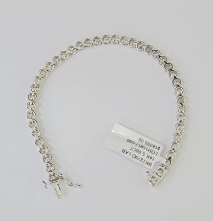 14k White Gold Tennis Bracelet Lab Created Diamond 5.00Ct Box Clasp Real Women - Reva Jeweler