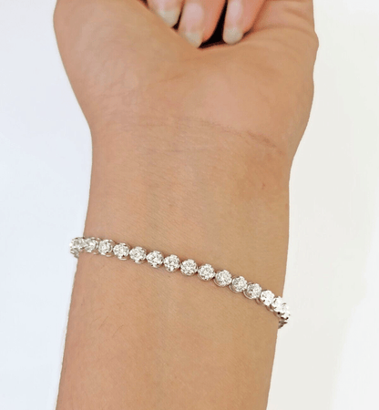 14k White Gold Tennis Bracelet Lab Created Diamond 5.00Ct Box Clasp Real Women - Reva Jeweler