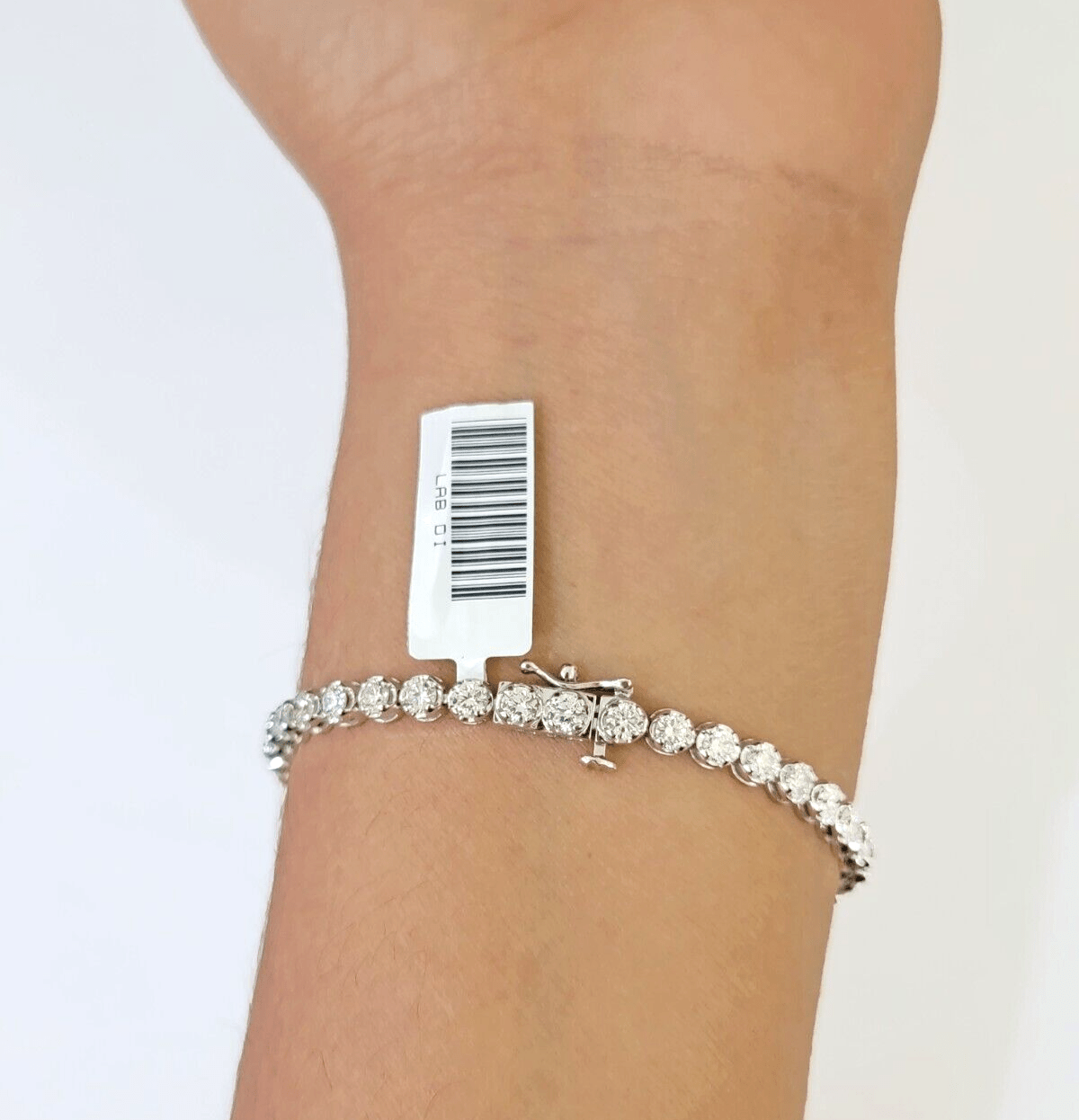 14k White Gold Tennis Bracelet Lab Created Diamond 5.00Ct Box Clasp Real Women - Reva Jeweler