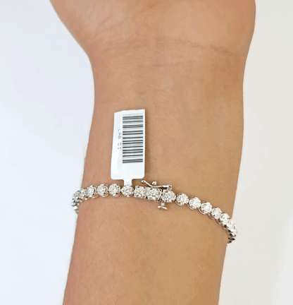 14k White Gold Tennis Bracelet Lab Created Diamond 5.00Ct Box Clasp Real Women - Reva Jeweler