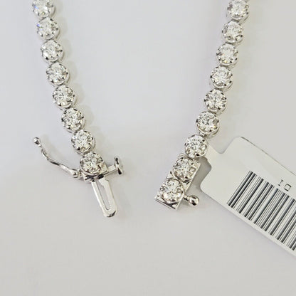 14k White Gold Tennis Bracelet Lab Created Diamond 5.00Ct Box Clasp Real Women - Reva Jeweler