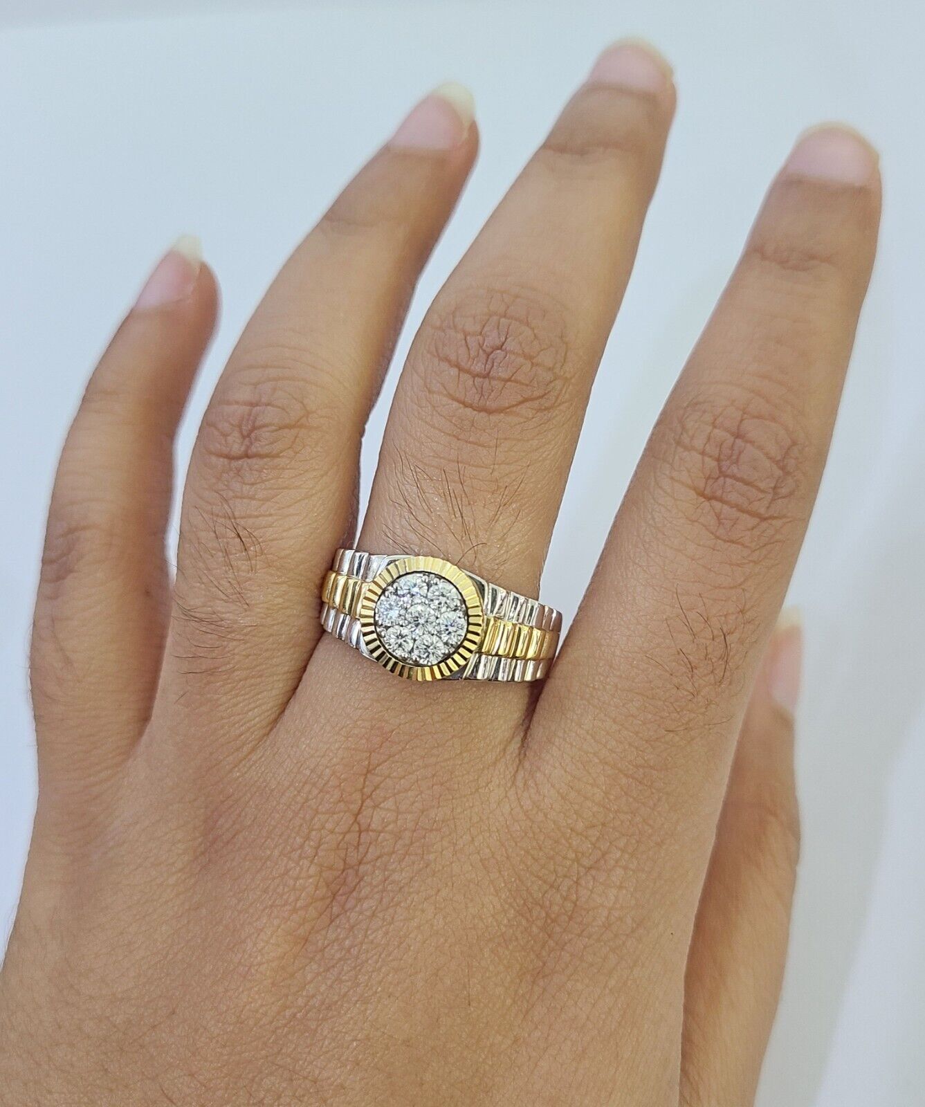 14k White Yellow Gold Diamond Mens Ring Band Wedding Genuine Natural Real - Reva Jeweler