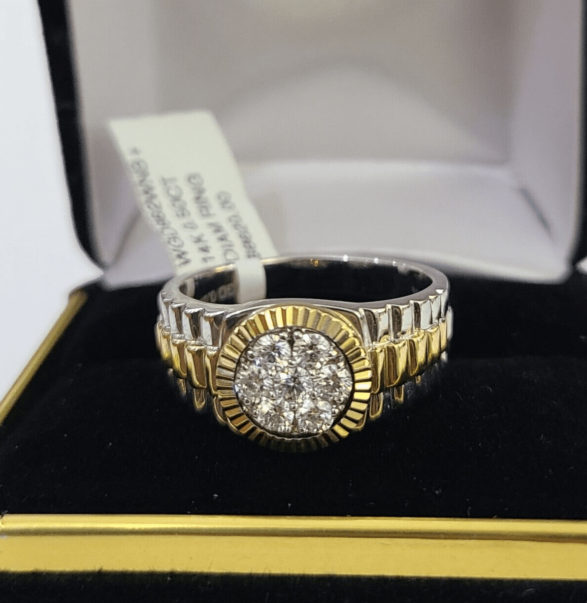 14k White Yellow Gold Diamond Mens Ring Band Wedding Genuine Natural Real - Reva Jeweler