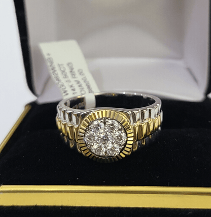 14k White Yellow Gold Diamond Mens Ring Band Wedding Genuine Natural Real - Reva Jeweler