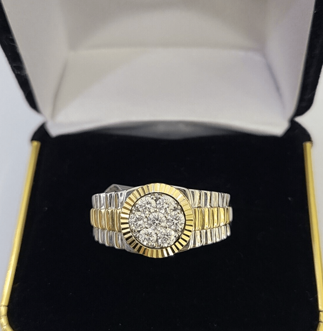 14k White Yellow Gold Diamond Mens Ring Band Wedding Genuine Natural Real - Reva Jeweler