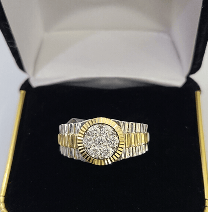 14k White Yellow Gold Diamond Mens Ring Band Wedding Genuine Natural Real - Reva Jeweler