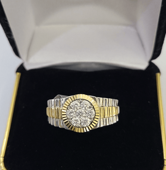 14k White Yellow Gold Diamond Mens Ring Band Wedding Genuine Natural Real - Reva Jeweler