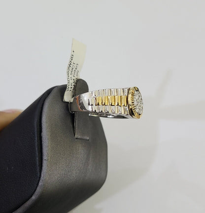 14k White Yellow Gold Diamond Mens Ring Band Wedding Genuine Natural Real - Reva Jeweler