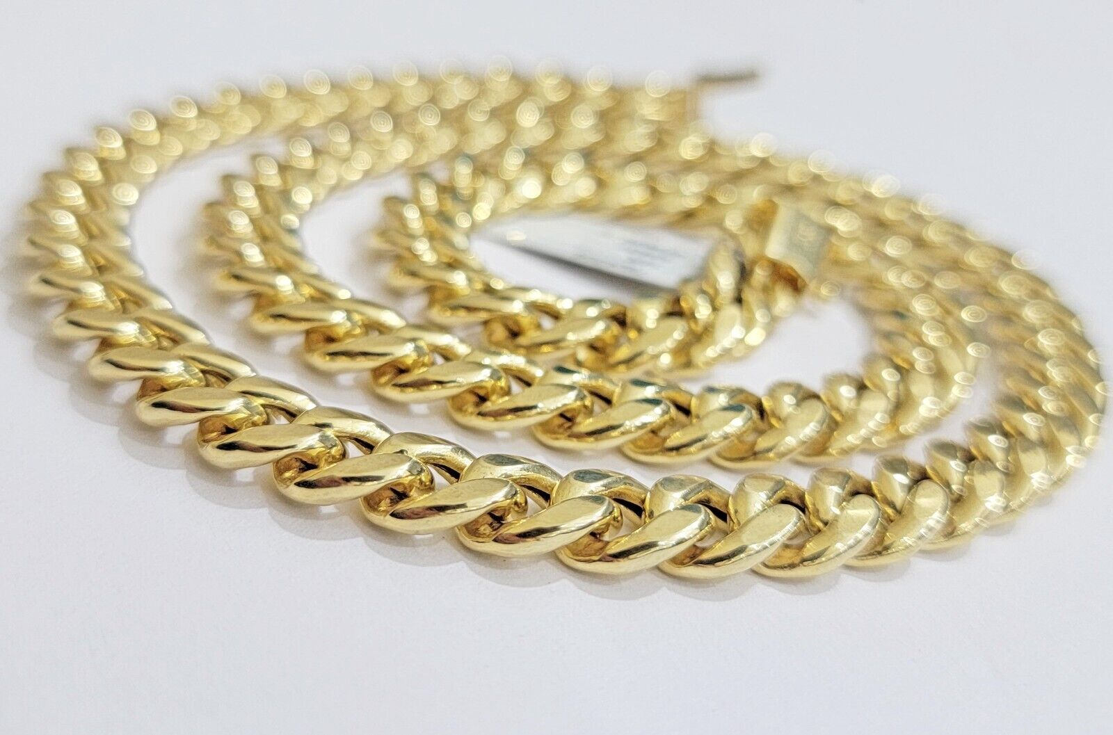 14k Yellow Gold 10mm Chain Miami Cuban Link Necklace 22" Men's Real 14 KT Gold - Reva Jeweler