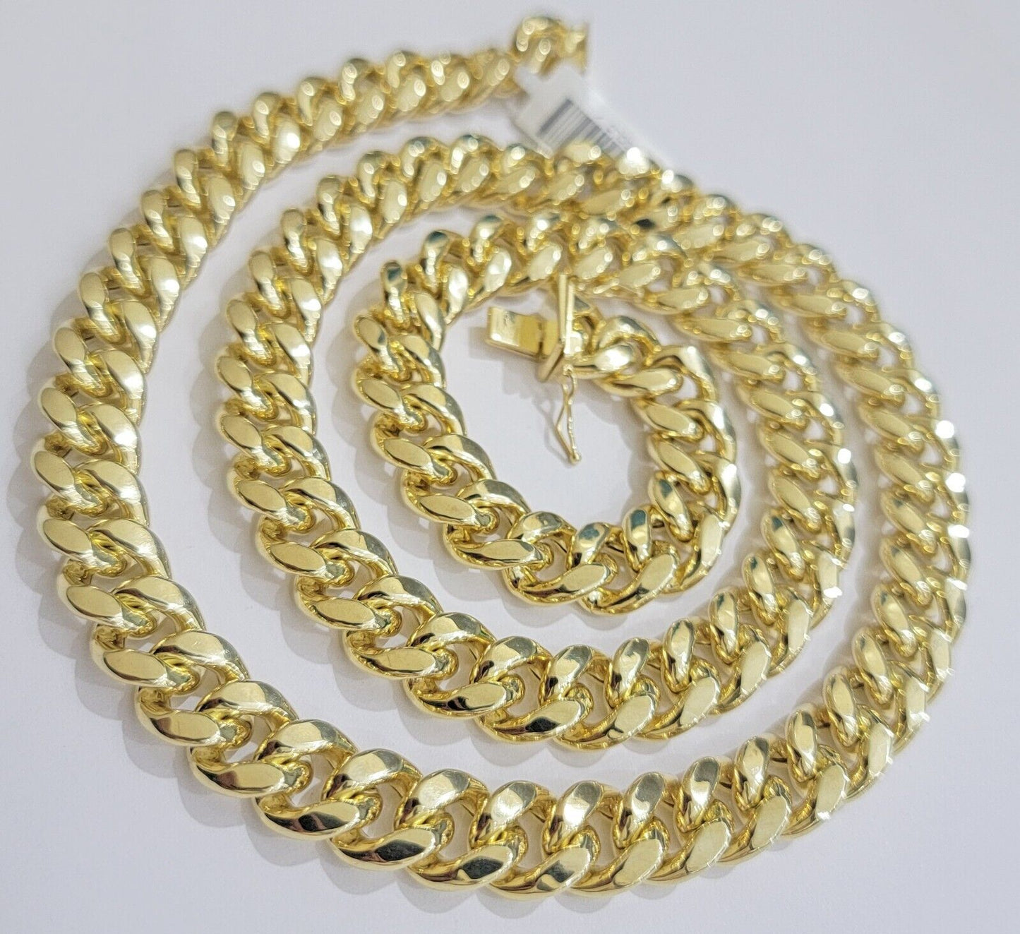 14k Yellow Gold 10mm Chain Miami Cuban Link Necklace 22" Men's Real 14 KT Gold - Reva Jeweler