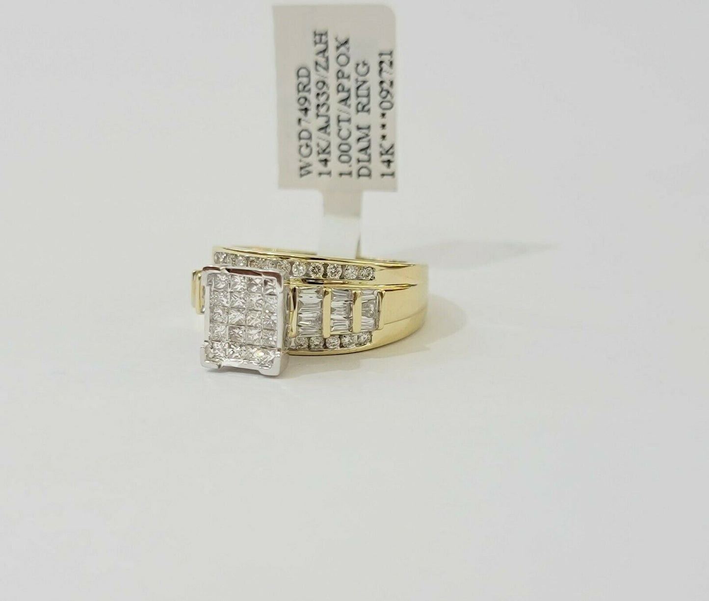14k Yellow Gold 1CT Diamond Ladies Ring Princess Cut Baguette Round Diamd, Women - Reva Jeweler