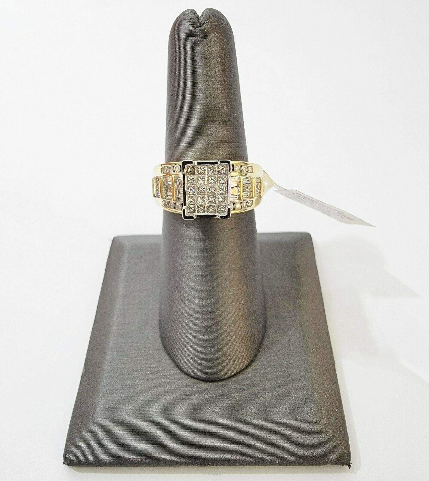 14k Yellow Gold 1CT Diamond Ladies Ring Princess Cut Baguette Round Diamd, Women - Reva Jeweler
