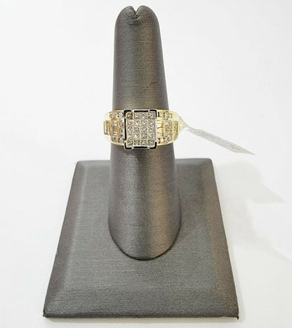 14k Yellow Gold 1CT Diamond Ladies Ring Princess Cut Baguette Round Diamd, Women - Reva Jeweler