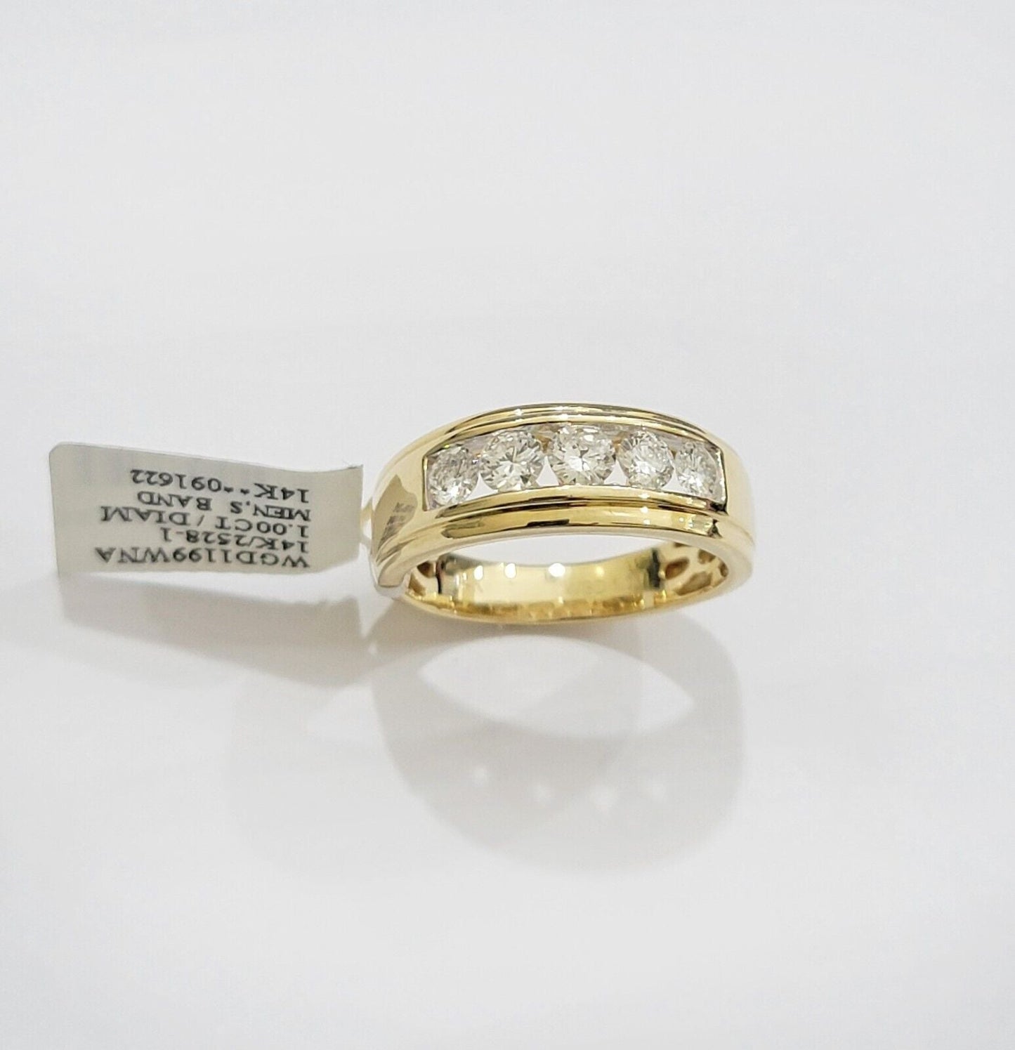 14k Yellow Gold 1CT Diamond Mens Ring Band Natural Diamonds Wedding Band, REAL - Reva Jeweler