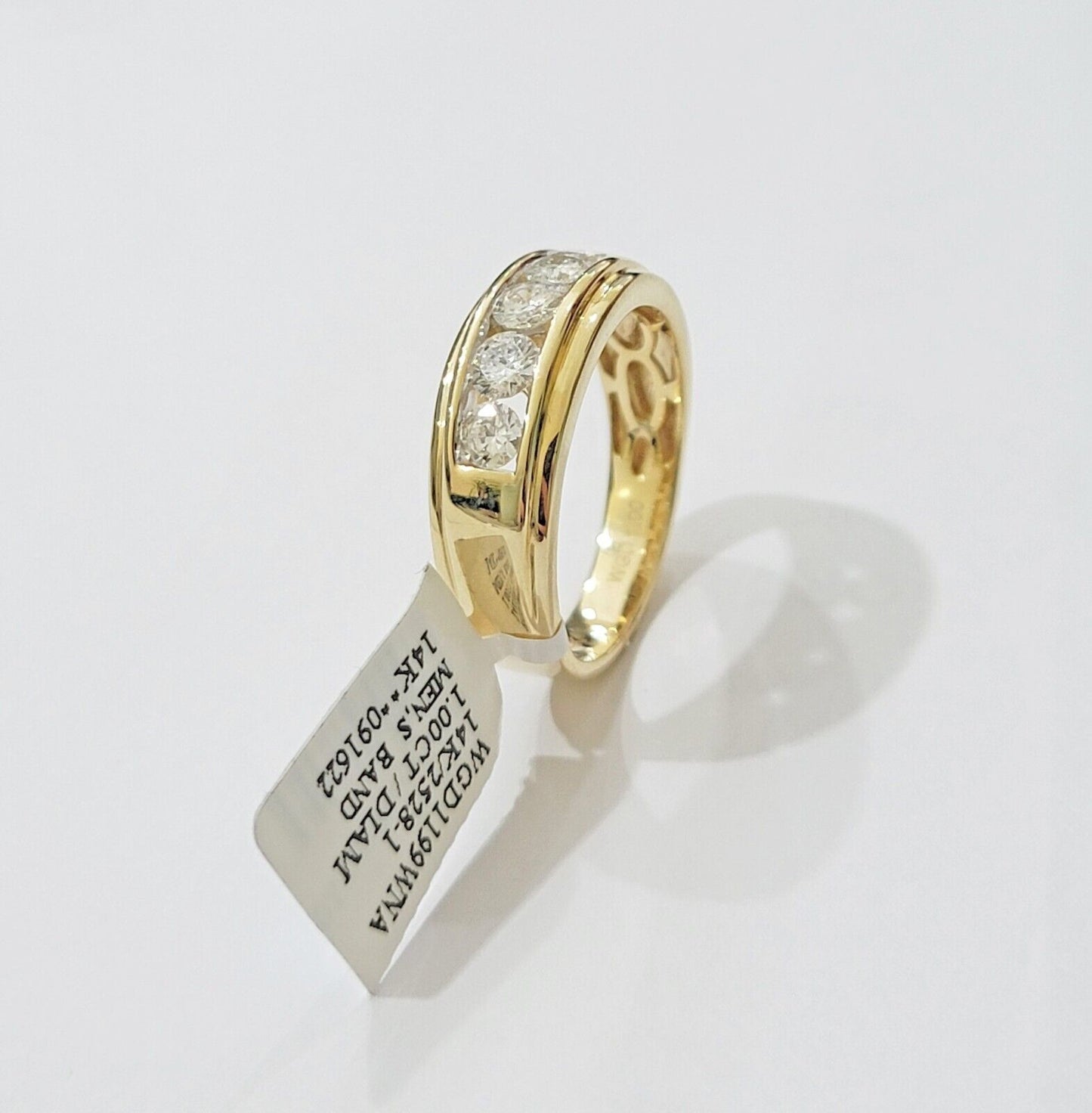 14k Yellow Gold 1CT Diamond Mens Ring Band Natural Diamonds Wedding Band, REAL - Reva Jeweler