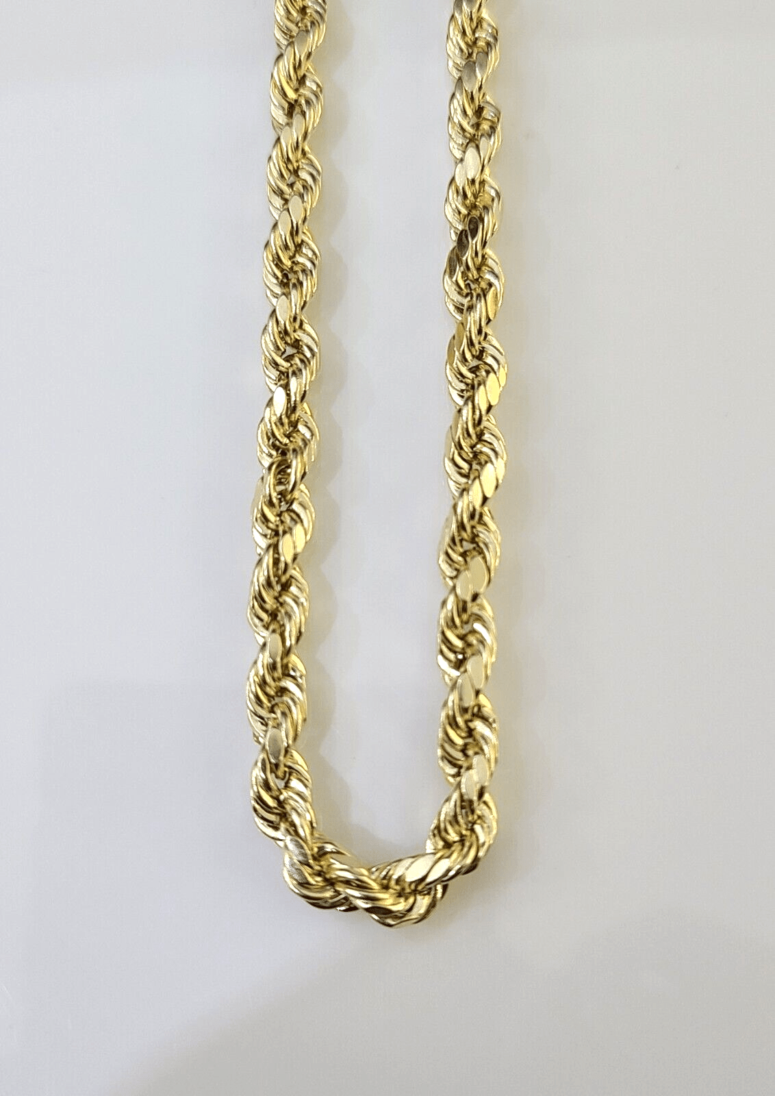 14K Yellow Gold 5mm Rope Chain 22 Inch Diamond cuts necklace , Real 14KT For Men