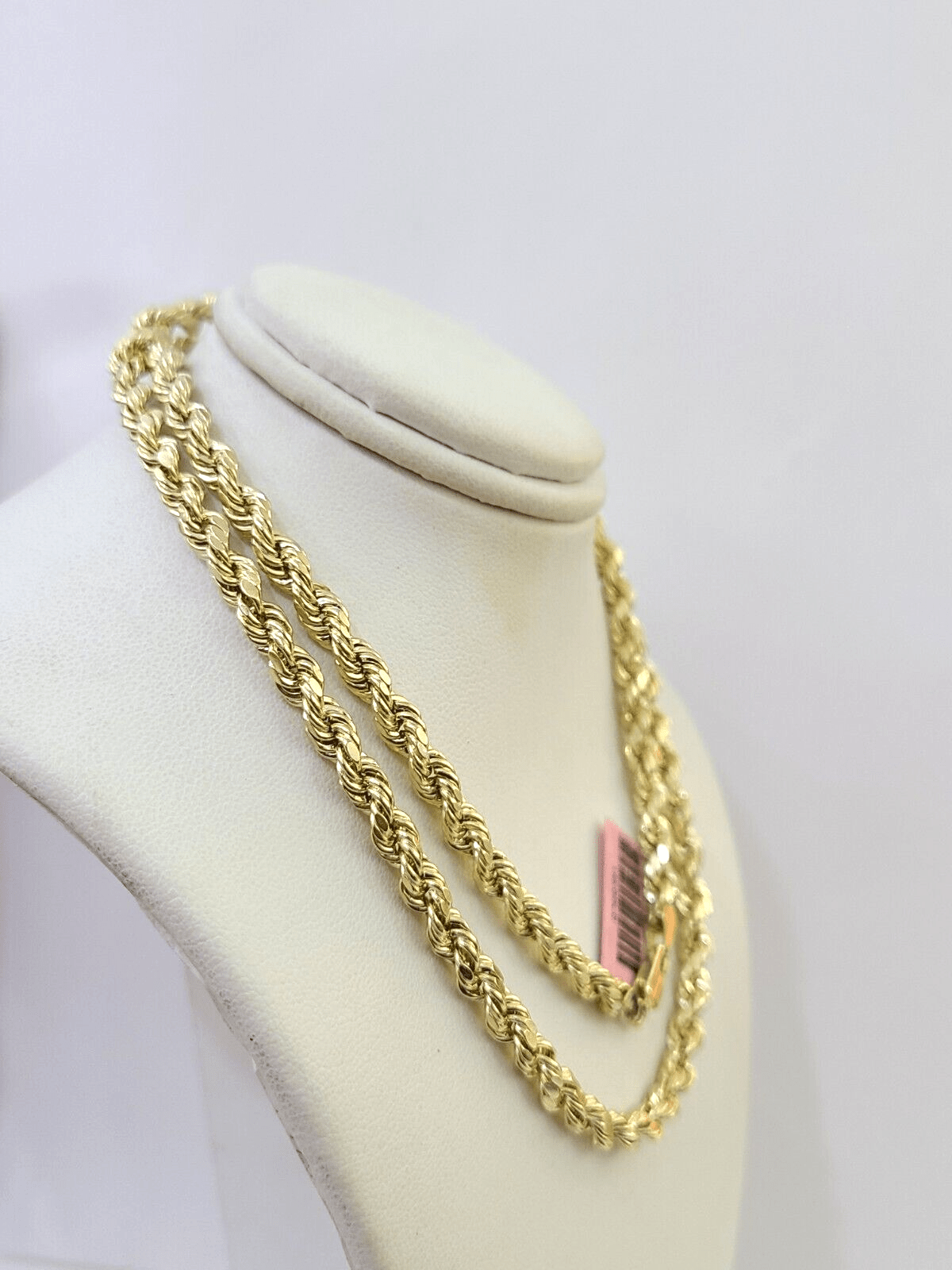 14K Yellow Gold 5mm Rope Chain 22 Inch Diamond cuts necklace , Real 14KT For Men