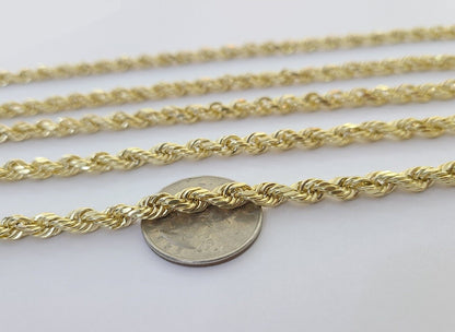 14k Yellow Gold 5mm Rope Chain Necklace 20"-28" Inch Real Gold 14kt All Sizes