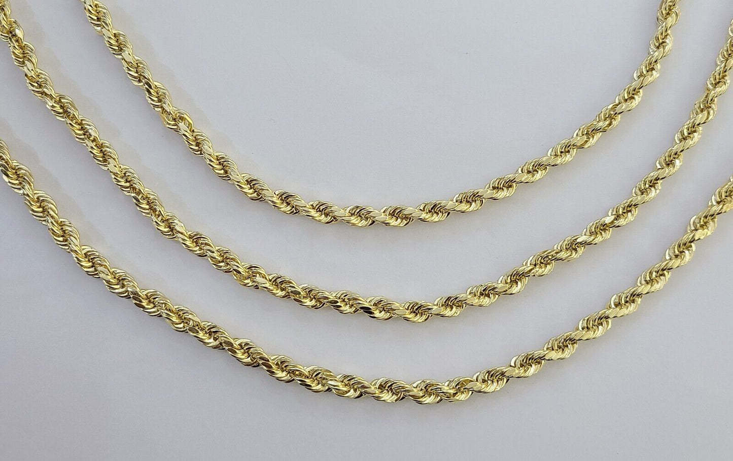 14k Yellow Gold 5mm Rope Chain Necklace 20"-28" Inch Real Gold 14kt All Sizes