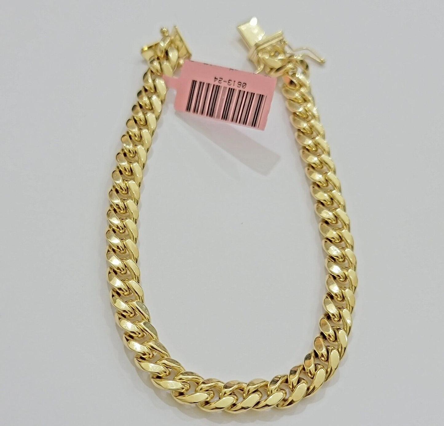 14k Yellow Gold Bracelet 8 Inch 7mm Miami Cuban Link With Box Lock REAL 14KT - Reva Jeweler