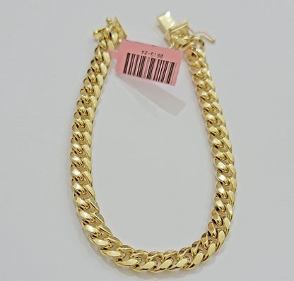 14k Yellow Gold Bracelet 8 Inch 7mm Miami Cuban Link With Box Lock REAL 14KT - Reva Jeweler