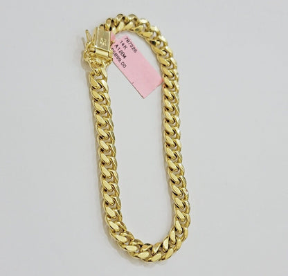 14k Yellow Gold Bracelet 8 Inch 7mm Miami Cuban Link With Box Lock REAL 14KT - Reva Jeweler