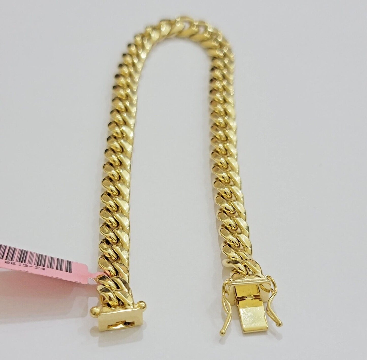 14k Yellow Gold Bracelet 8 Inch 7mm Miami Cuban Link With Box Lock REAL 14KT - Reva Jeweler