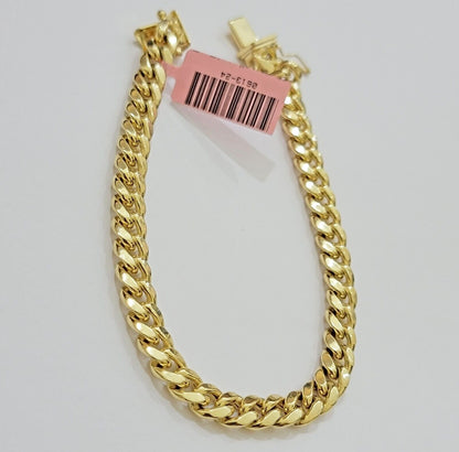 14k Yellow Gold Bracelet 8 Inch 7mm Miami Cuban Link With Box Lock REAL 14KT - Reva Jeweler