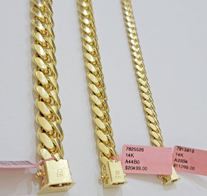 14k Yellow Gold Bracelet Miami Cuban Link 6mm - 10 mm 7.5 - 9 Inch REAL 14kt SOLID - Reva Jeweler