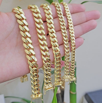 14k Yellow Gold Bracelet Miami Cuban Link 6mm - 10 mm 7.5 - 9 Inch REAL 14kt SOLID - Reva Jeweler