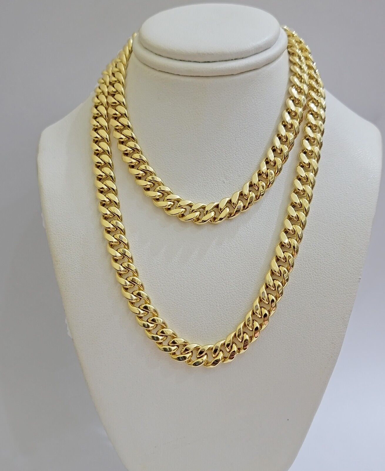 14k Yellow Gold Chain 18 Inch 8mm Miami Cuban Link Men Women Necklace REAL 14KT - Reva Jeweler