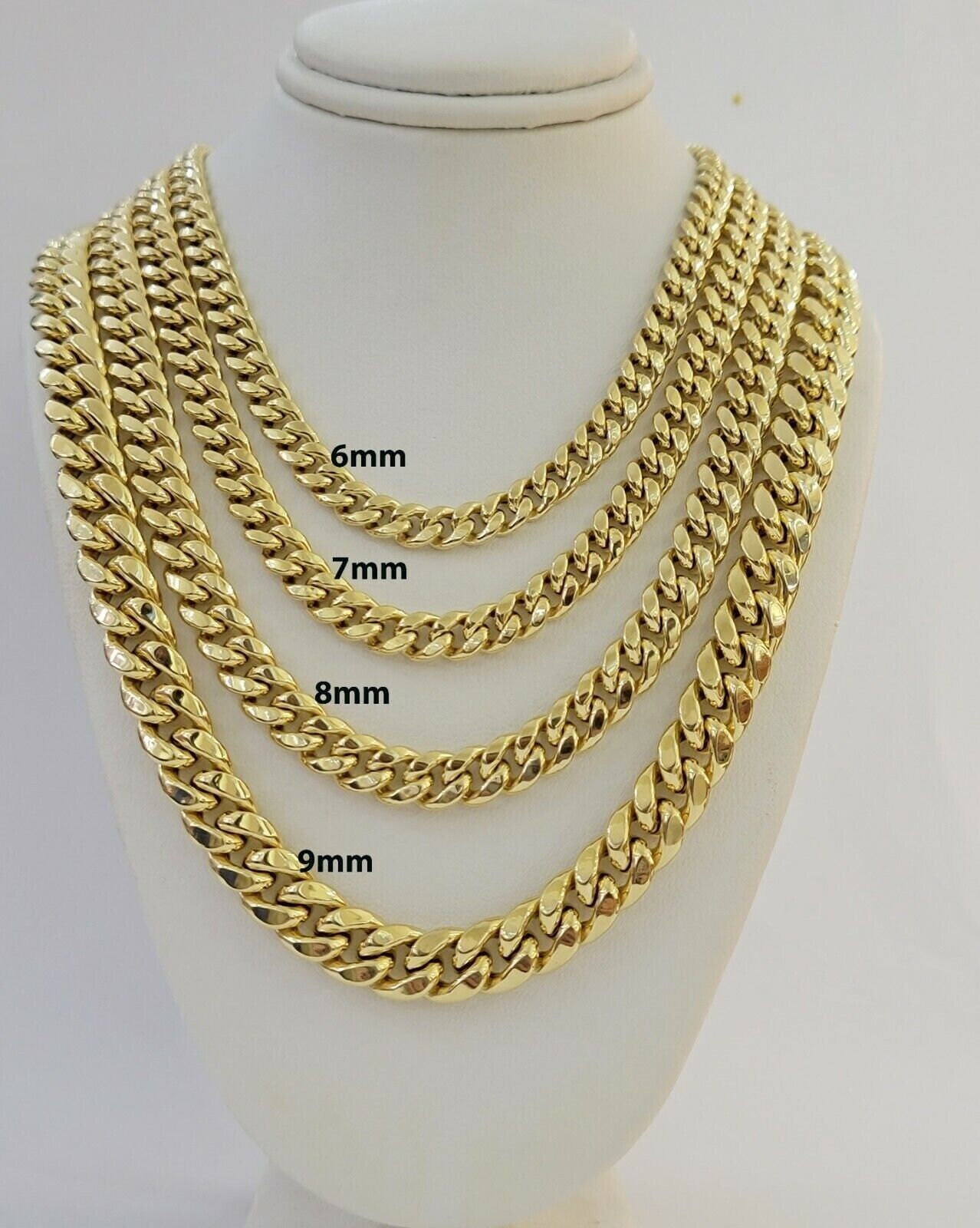 14k Yellow Gold Chain 20 Inch 8mm Miami Cuban Link Men Women Necklace REAL 14KT - Reva Jeweler