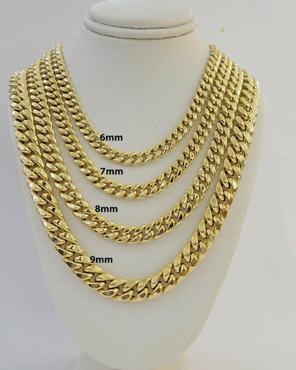 14k Yellow Gold Chain 20 Inch 8mm Miami Cuban Link Men Women Necklace REAL 14KT - Reva Jeweler