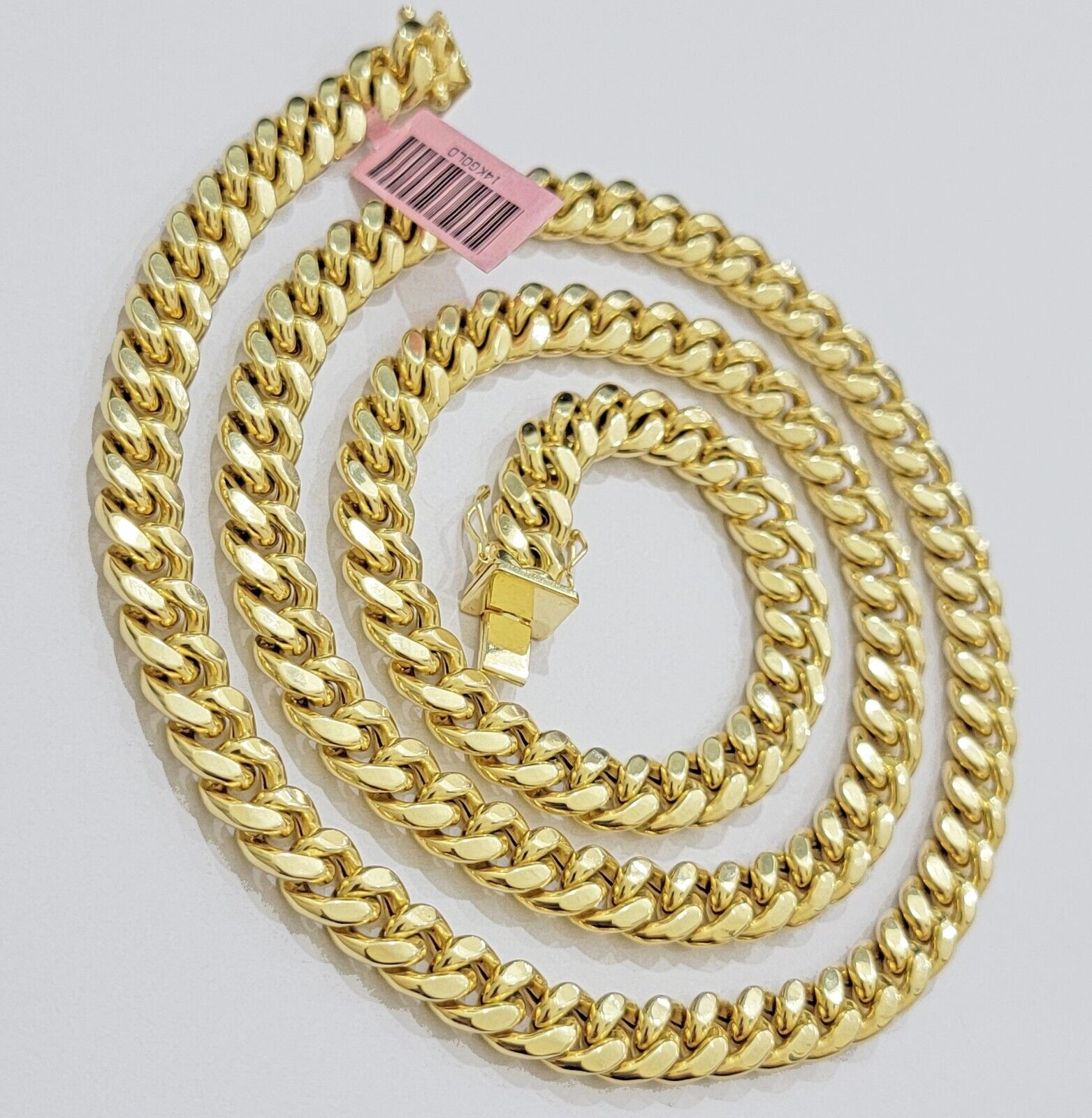 14k Yellow Gold Chain Miami Cuban Link Necklace 9mm 18 - 30 Inch Real 14KT Men's - Reva Jeweler