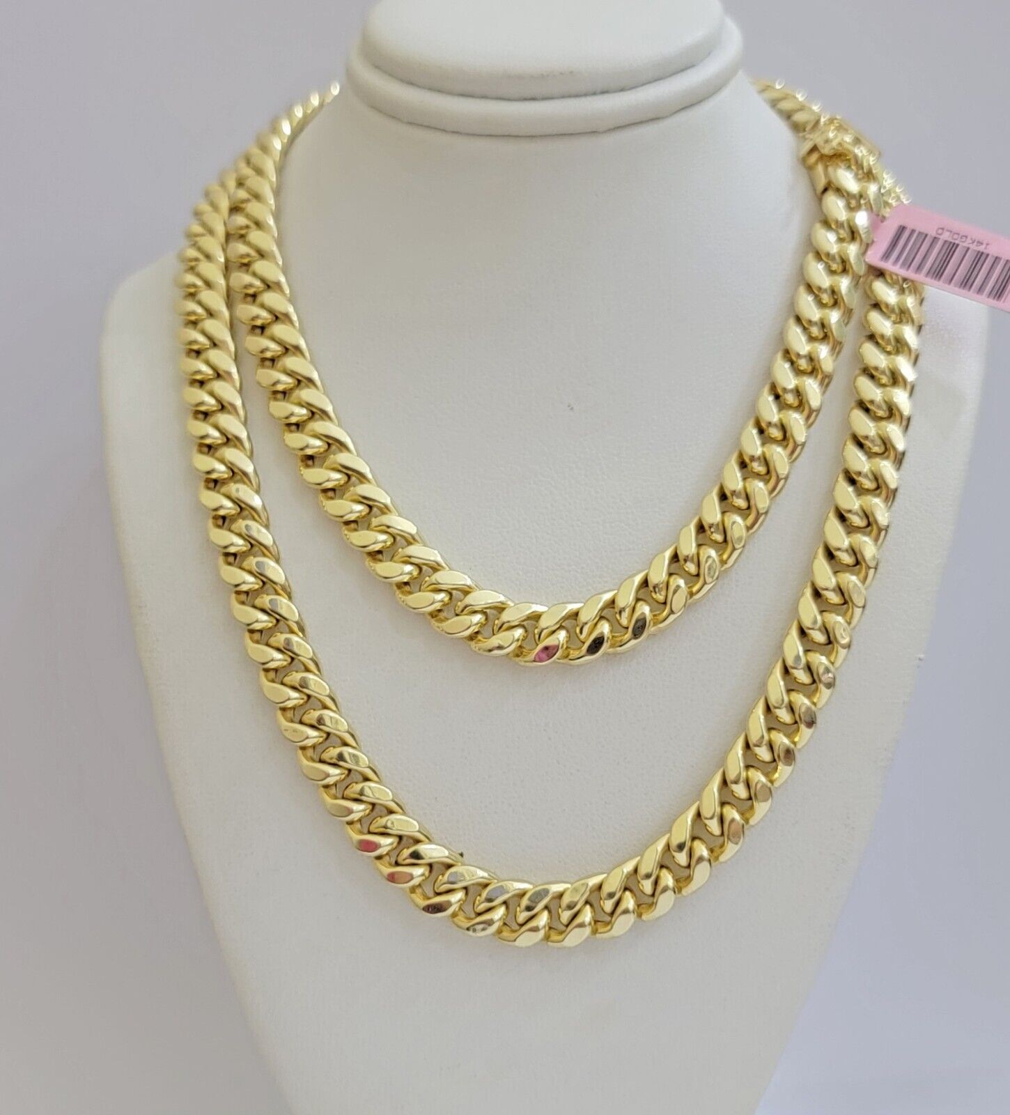 14k Yellow Gold Chain Miami Cuban Link Necklace 9mm 24 Inch Real 14KT For Men's - Reva Jeweler