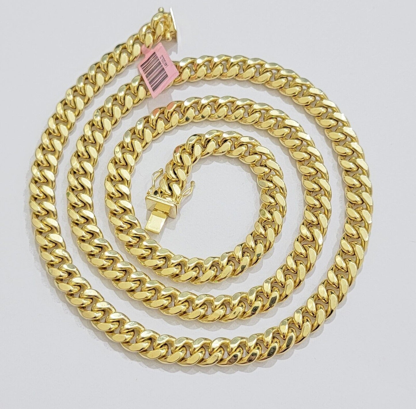 14k Yellow Gold Chain Miami Cuban Link Necklace 9mm 24 Inch Real 14KT For Men's - Reva Jeweler