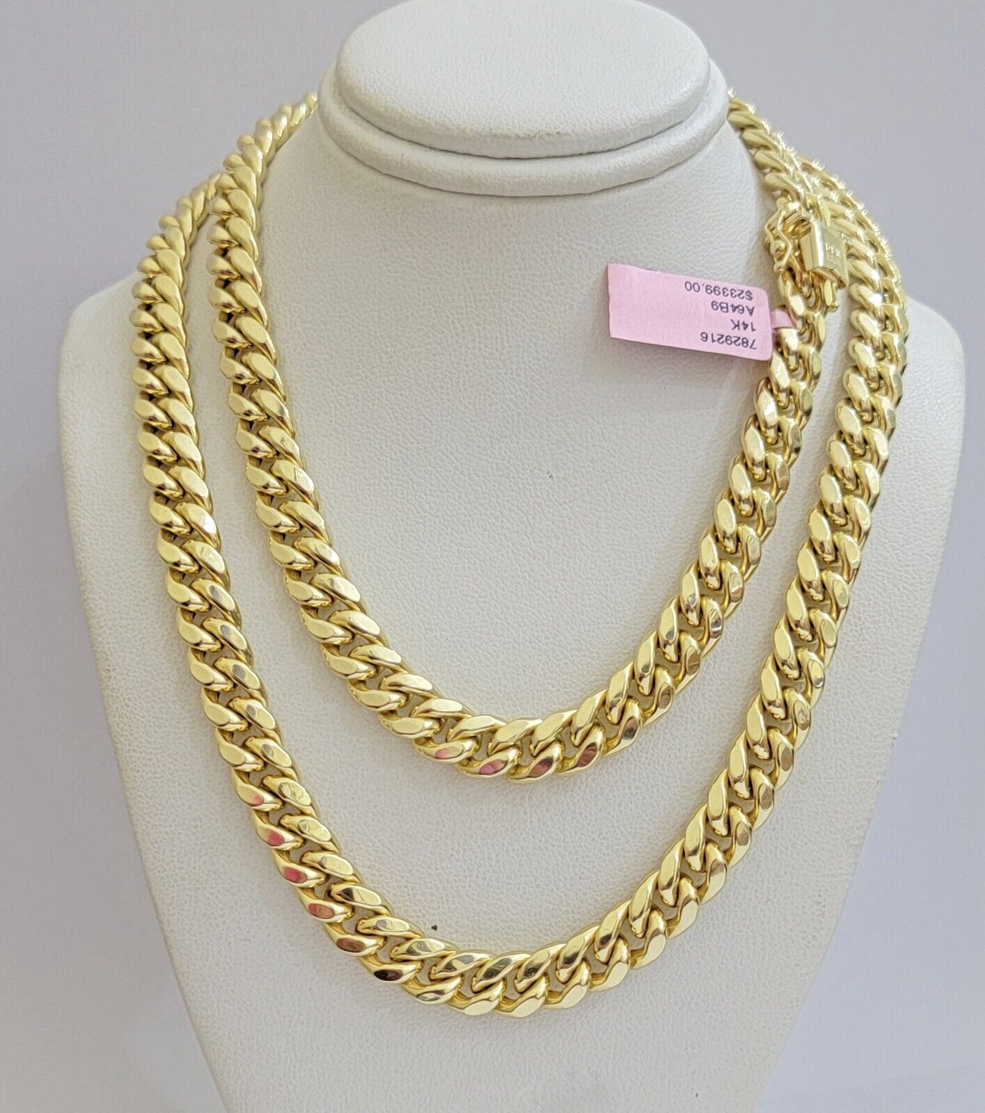 14k Yellow Gold Chain Miami Cuban Link Necklace 9mm 24 Inch Real 14KT For Men's - Reva Jeweler