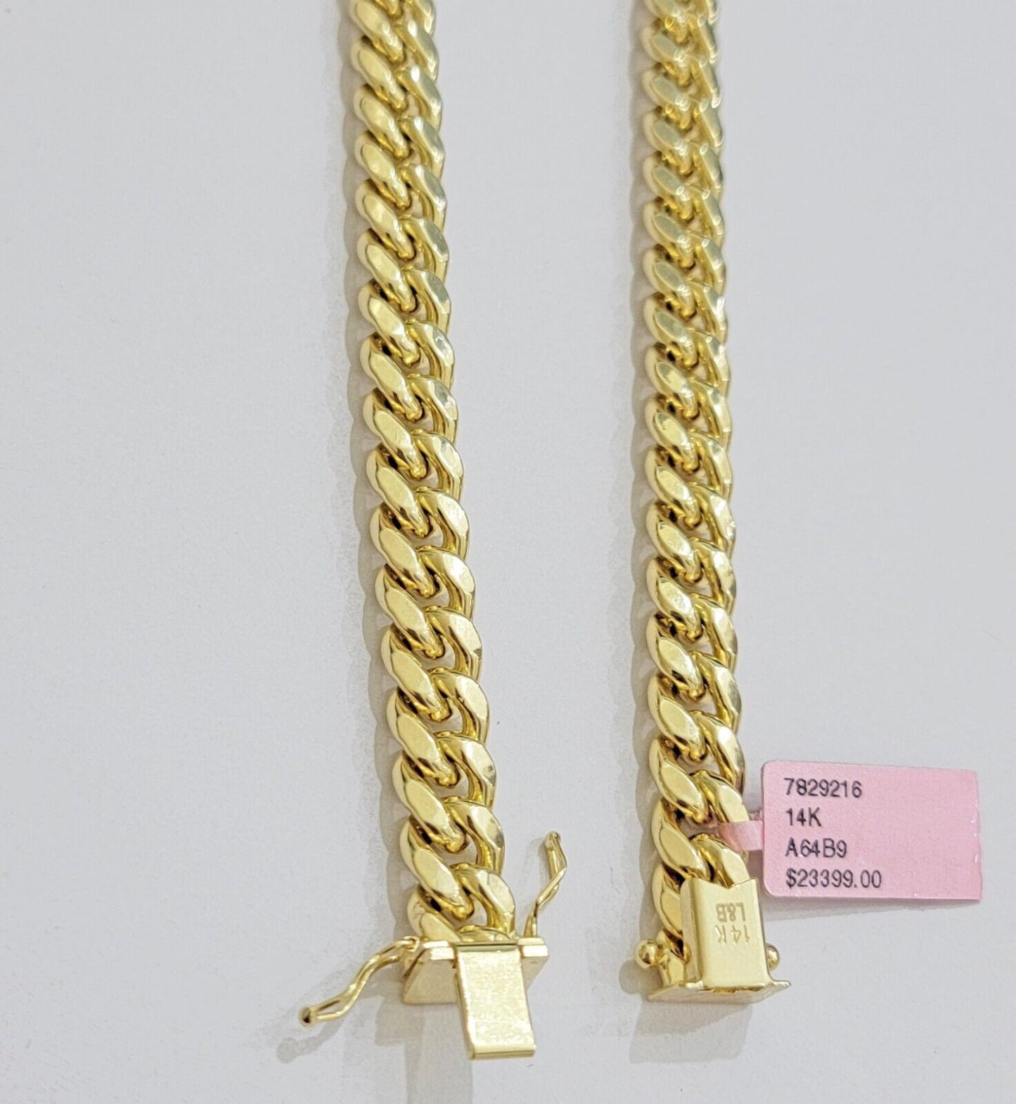 14k Yellow Gold Chain Miami Cuban Link Necklace 9mm 24 Inch Real 14KT For Men's - Reva Jeweler